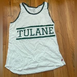 Original League White and Green Tulane Tank Top Size Large